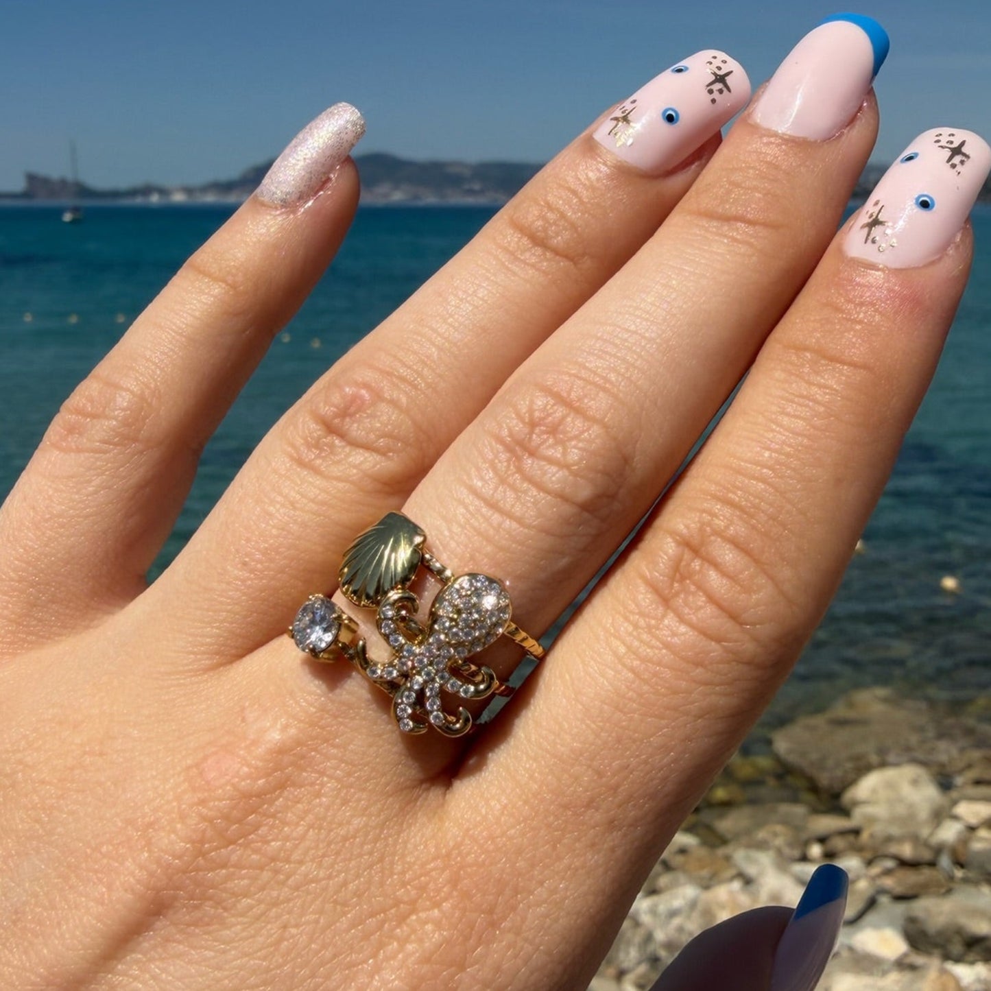 Bague Calypso en Acier Inoxydable Doré à l'or 14 carats