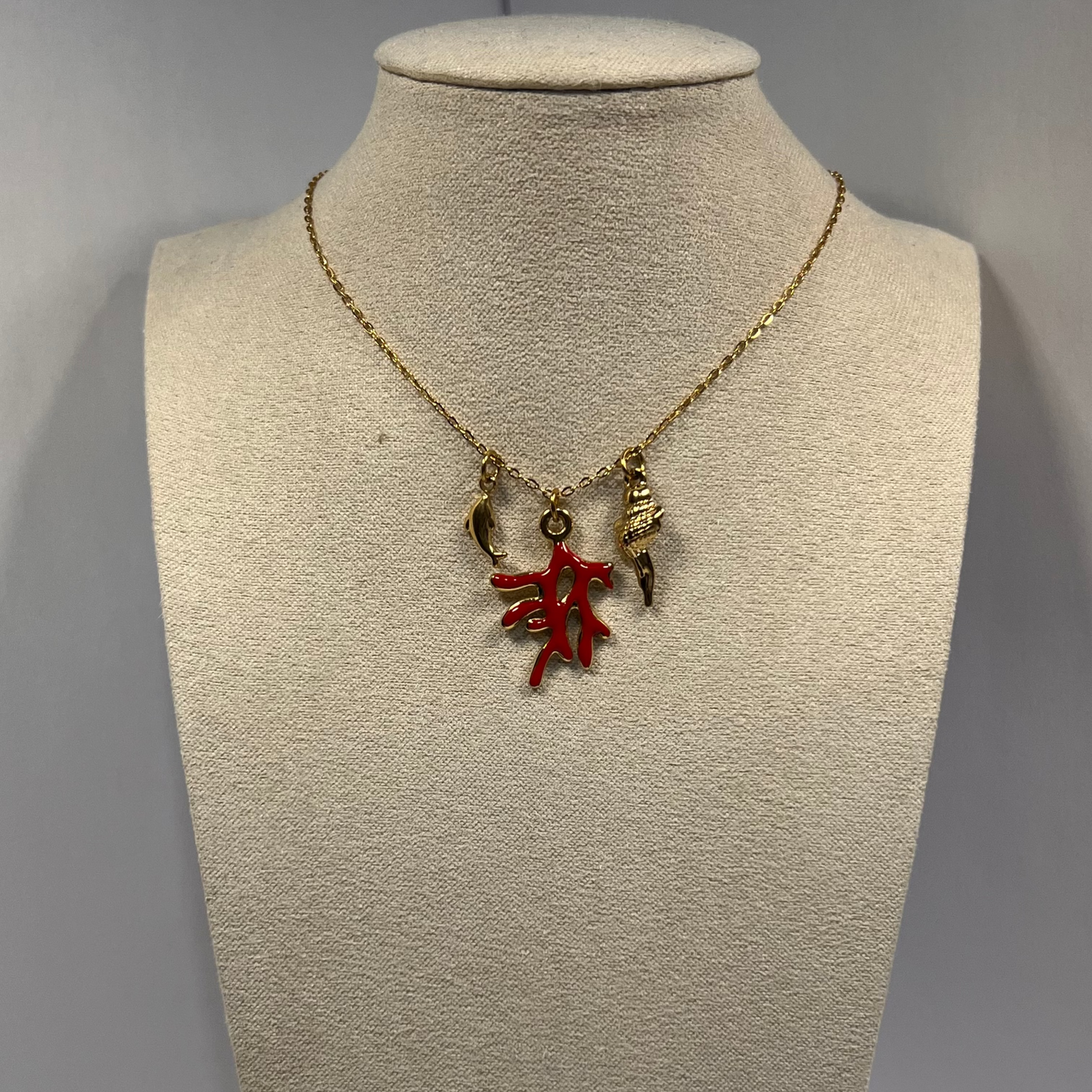 Collier Coralia Marin en Acier Inoxydable Doré à l'or 14 carats