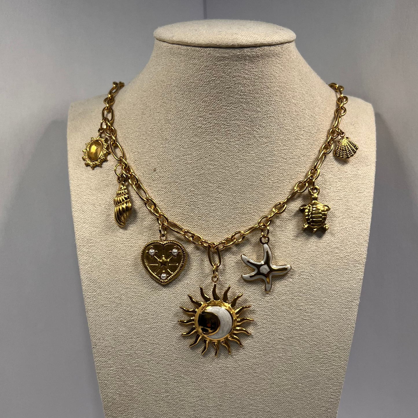 Collier Solara Soleil Marin en Acier Inoxydable Doré à l'or 14 carats