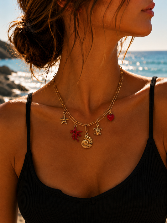 Collier Corésia Marin en Acier Inoxydable à l'or 14 carats