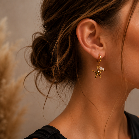 Boucles d'Oreilles Stellina en Acier Inoxydable Doré à l'or 14 carats