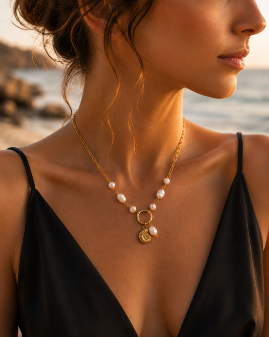 Collier Lumina Nacré en Acier Inoxydable Doré à l'or 14 carats