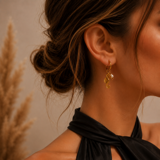 Boucles d'Oreilles Sirena en Acier Inoxydable Doré à l'or 14 carats