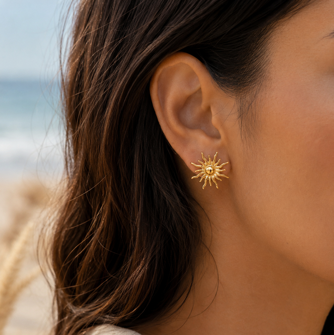 Boucles d'Oreilles Eos en Acier Inoxydable Doré