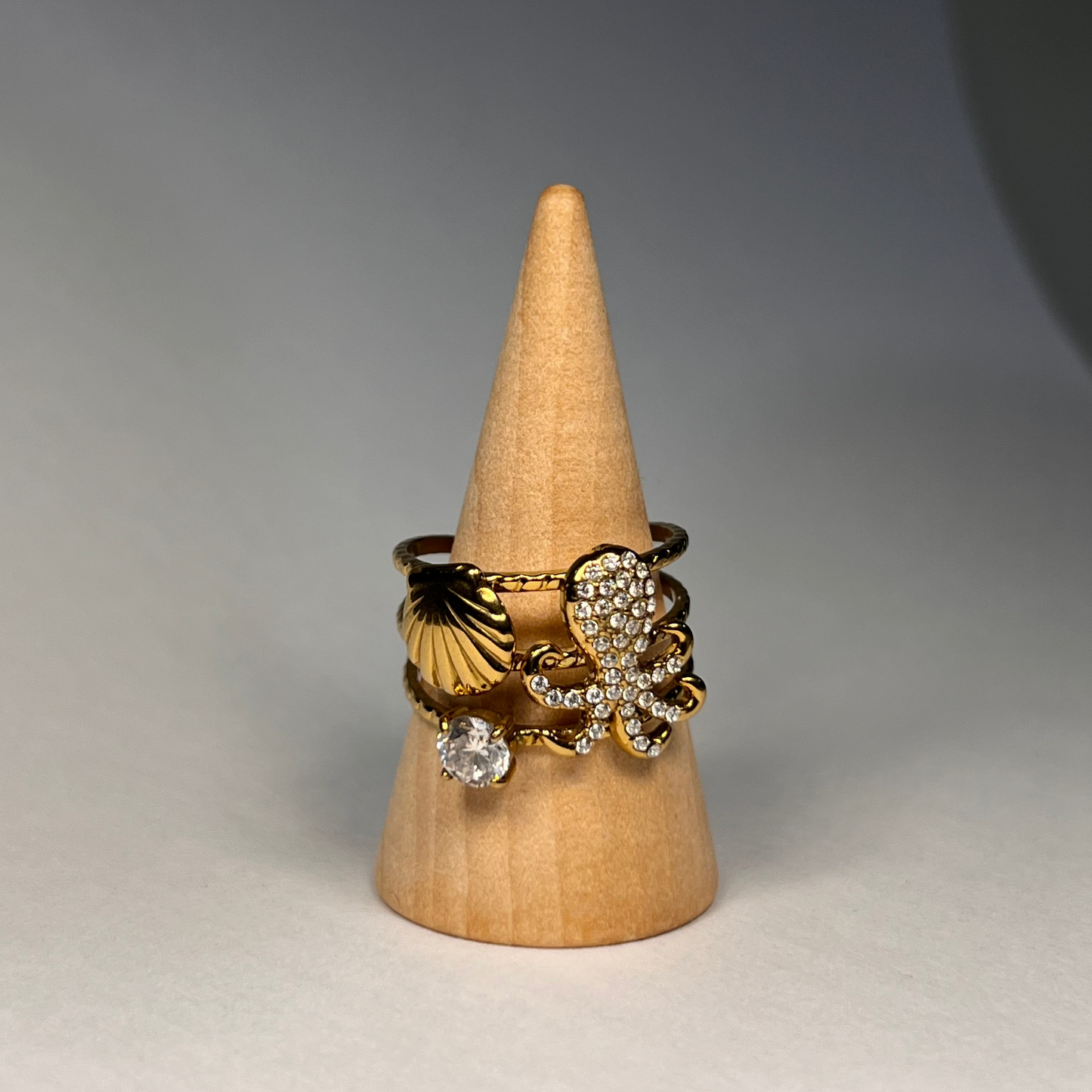 Bague Calypso en Acier Inoxydable Doré à l'or 14 carats