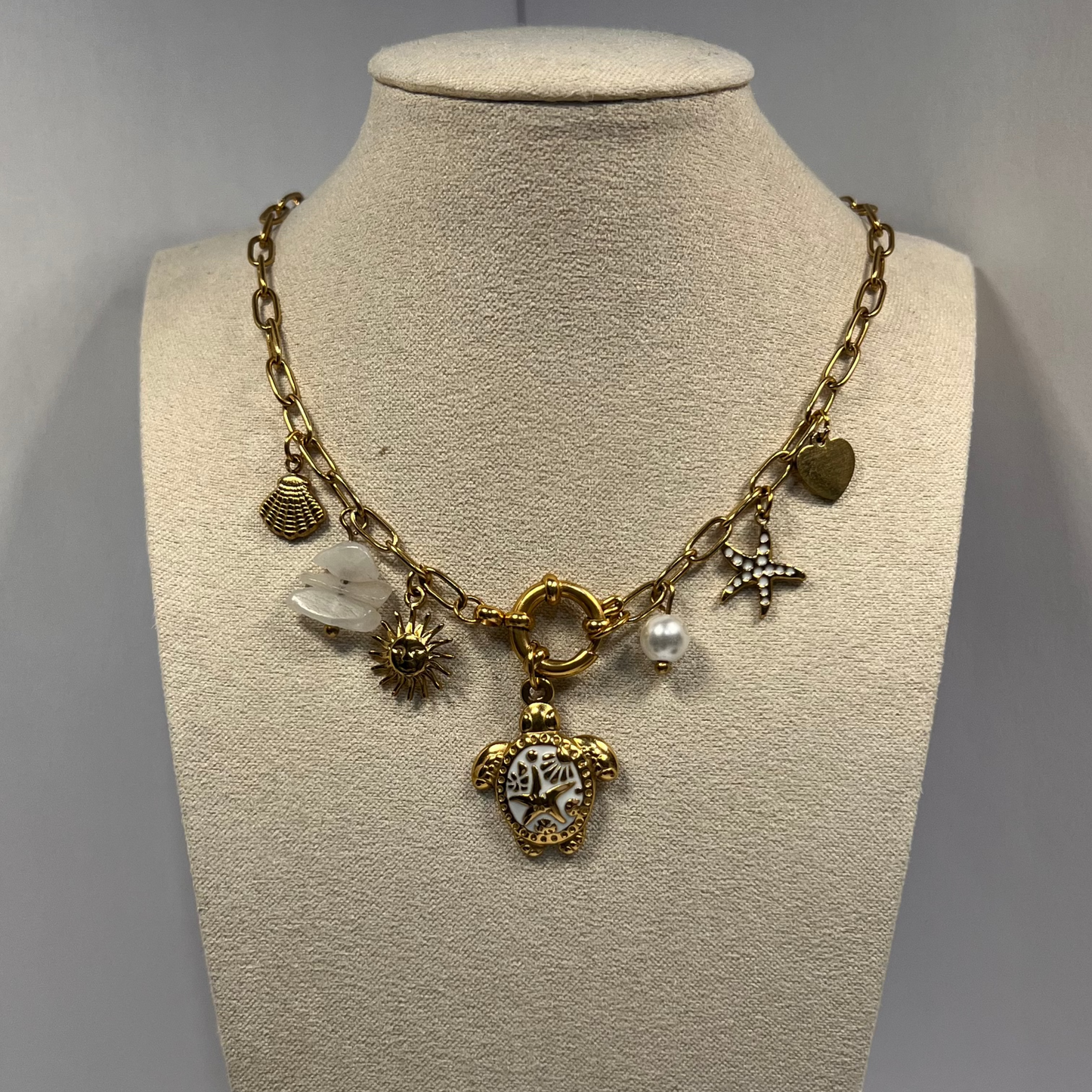 Collier Solemea Tortue Marine en Acier Inoxydable à l'or 14 carats
